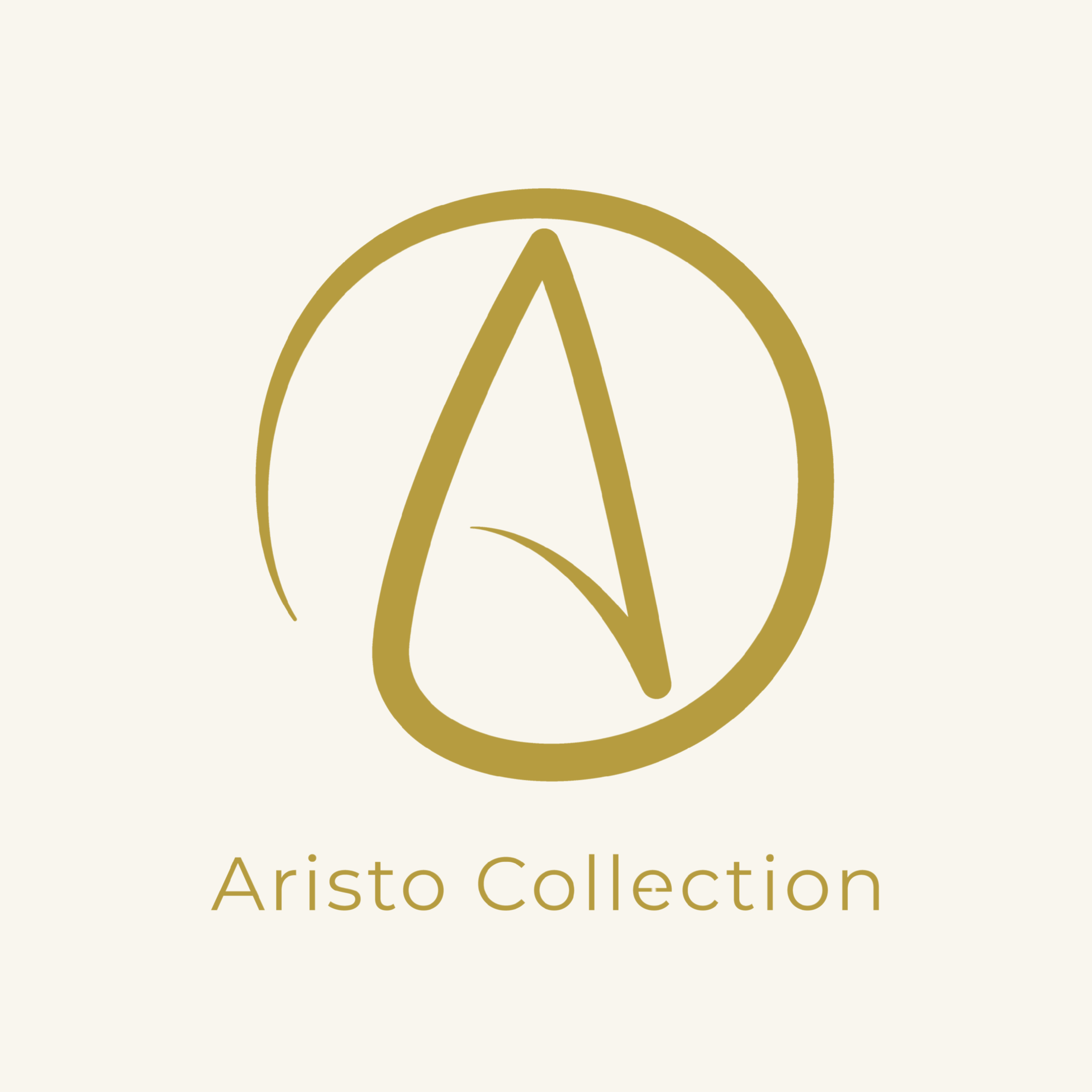 Gold logo with 'A' symbol and 'Aristo Collection' text on a beige background