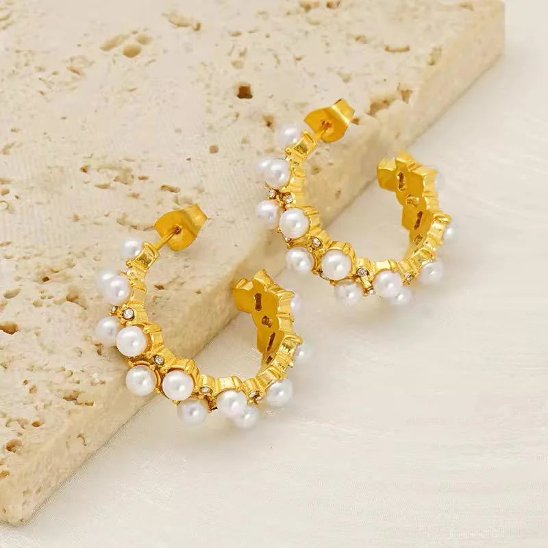 Lumière Pearl & Crystal Cluster Hoops