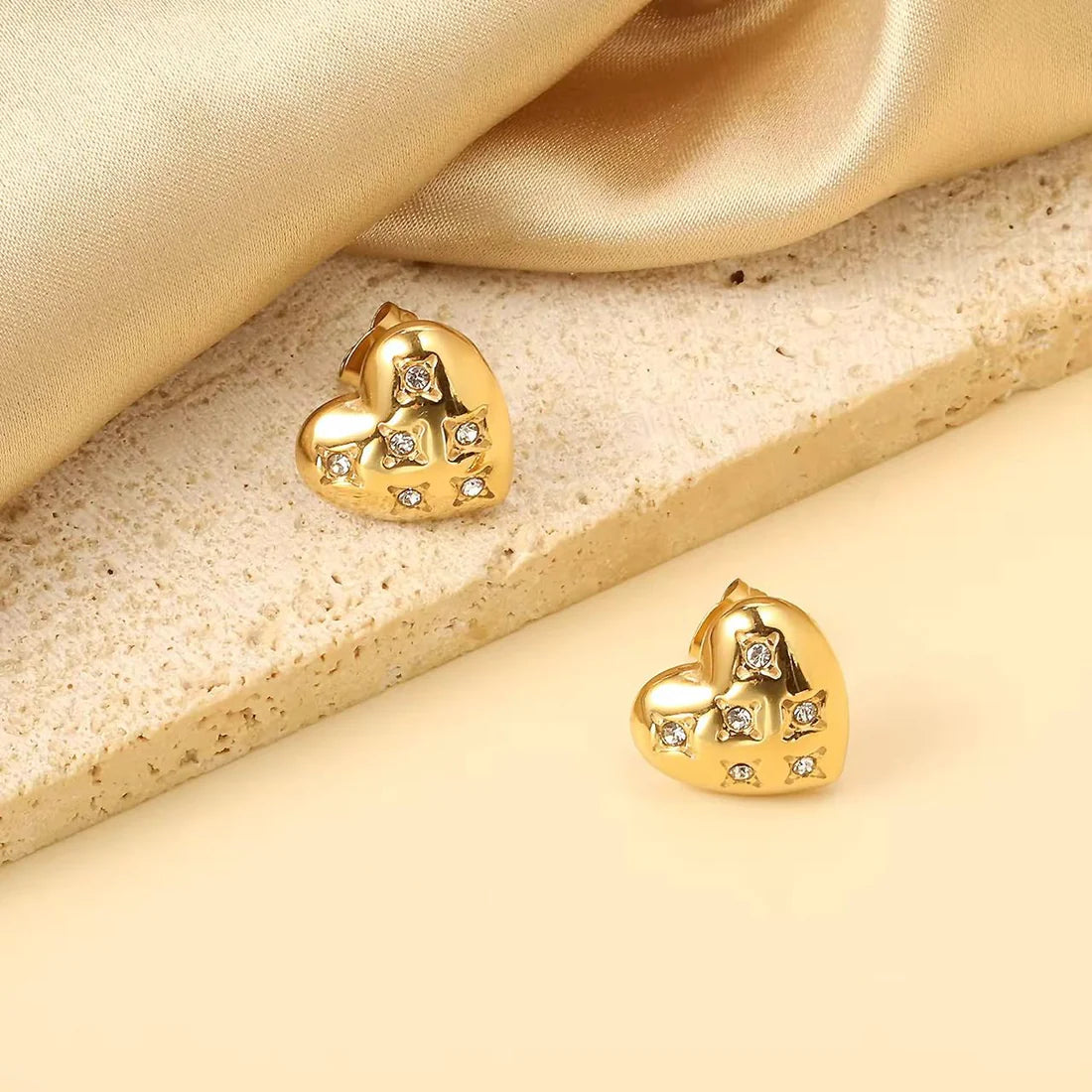 Amora Star-Studded Puffy Heart Earrings