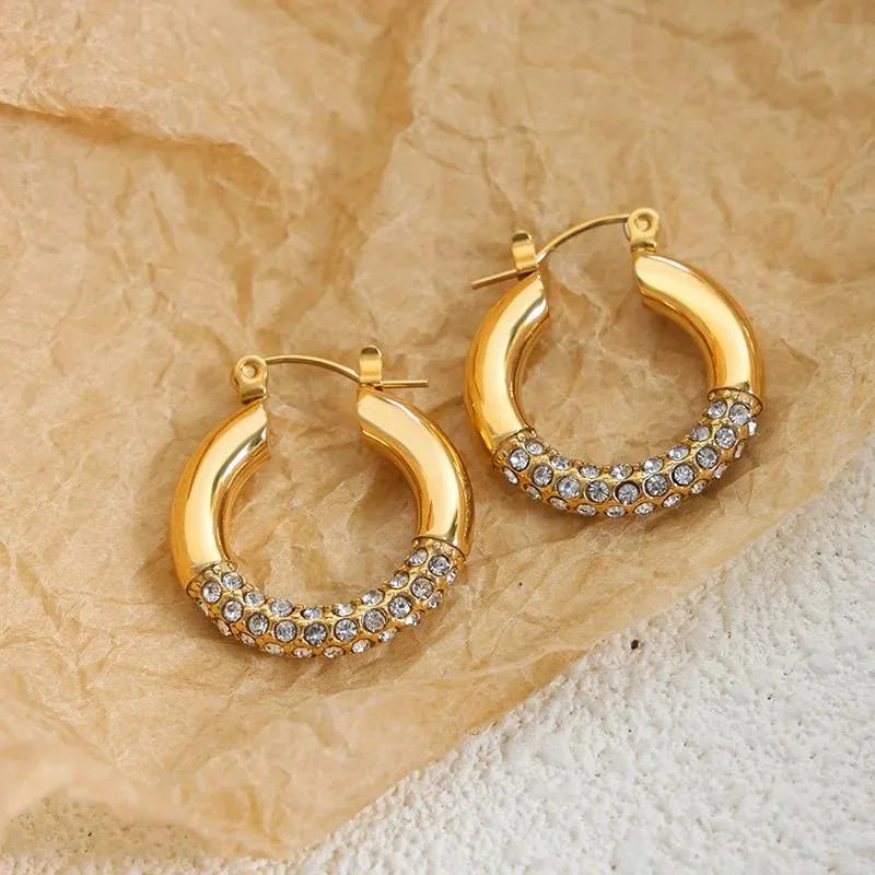 Seraphina Dual-Finish Pave Hoops