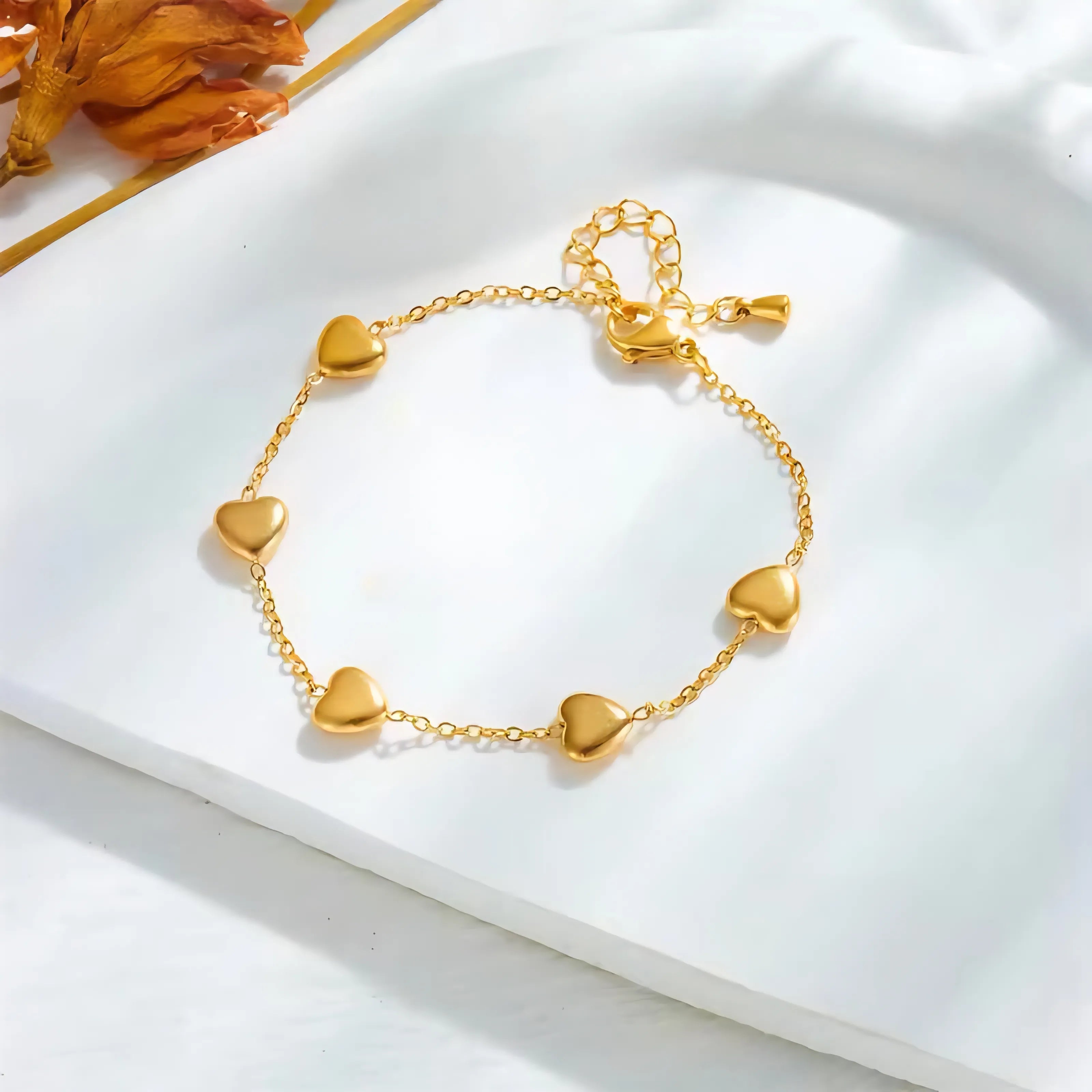 Amora Gold Heart Charm Bracelet