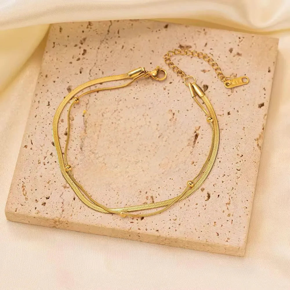 Stella Layered Snake & Beaded Chain Bracelet