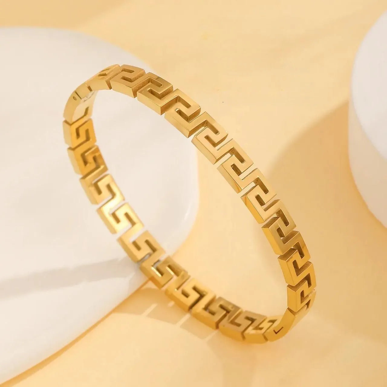 Athena Greek Key Gold Handcuff