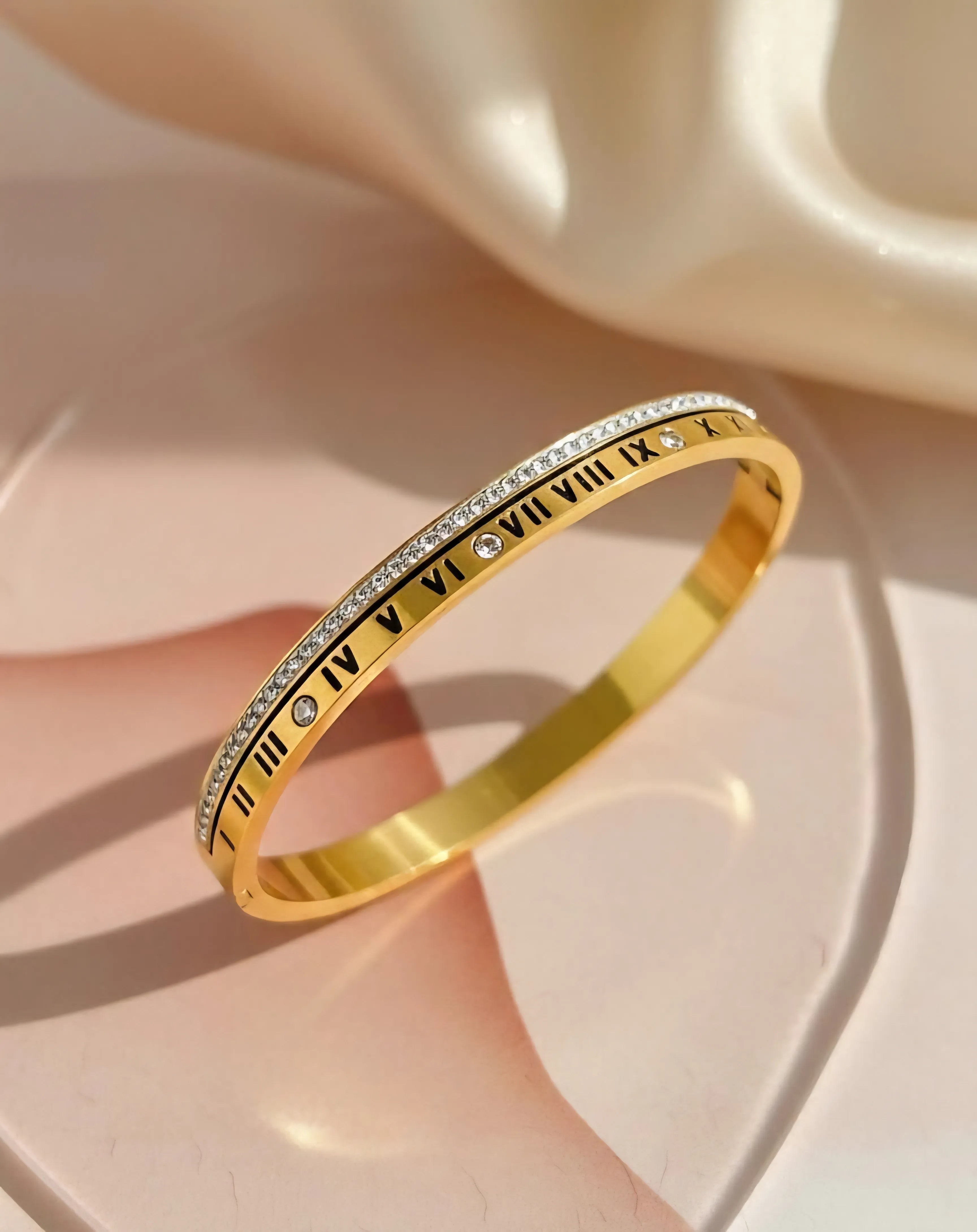Imperial Roman Numeral Crystal Handcuff