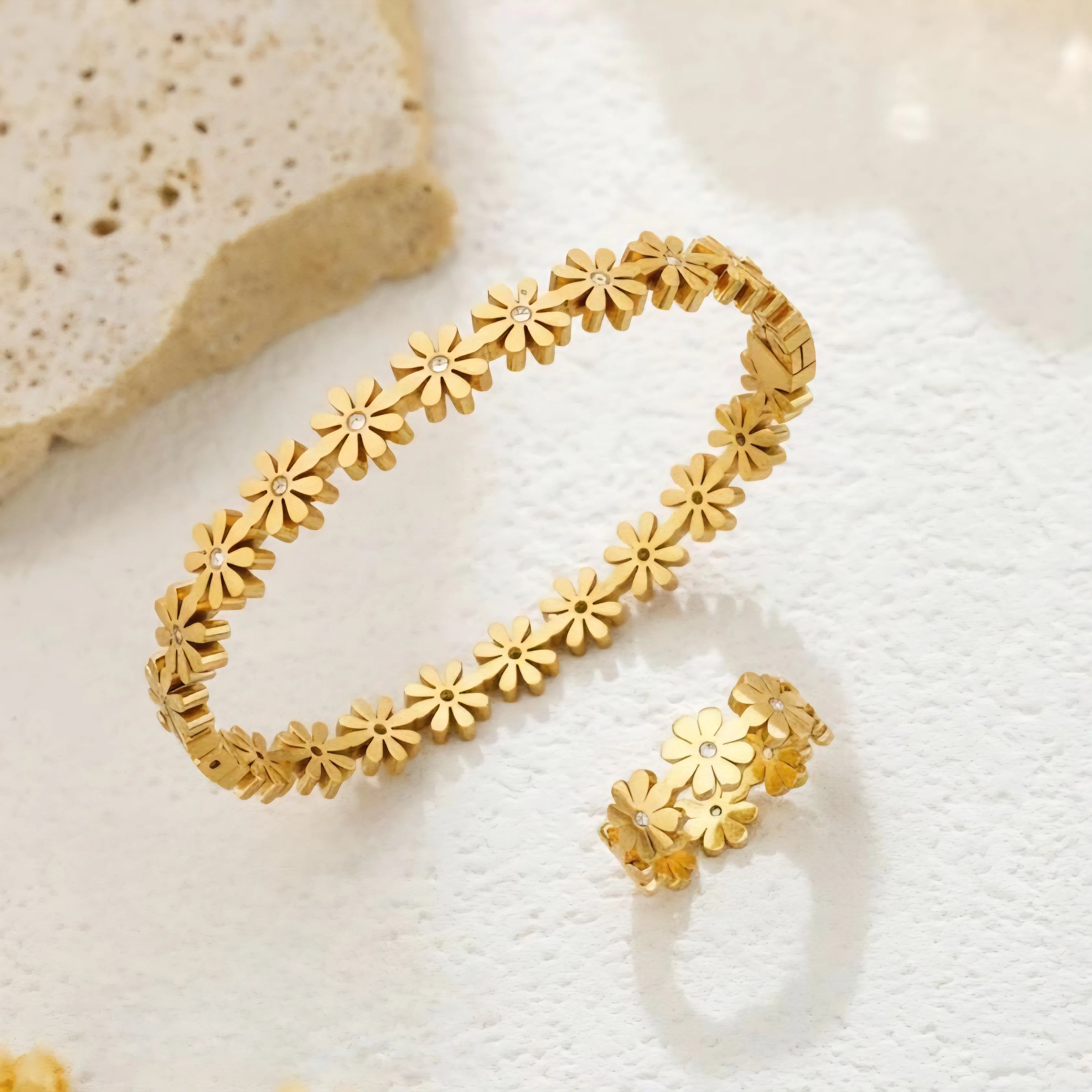 The Aristo Golden Daisy Bangle & Ring