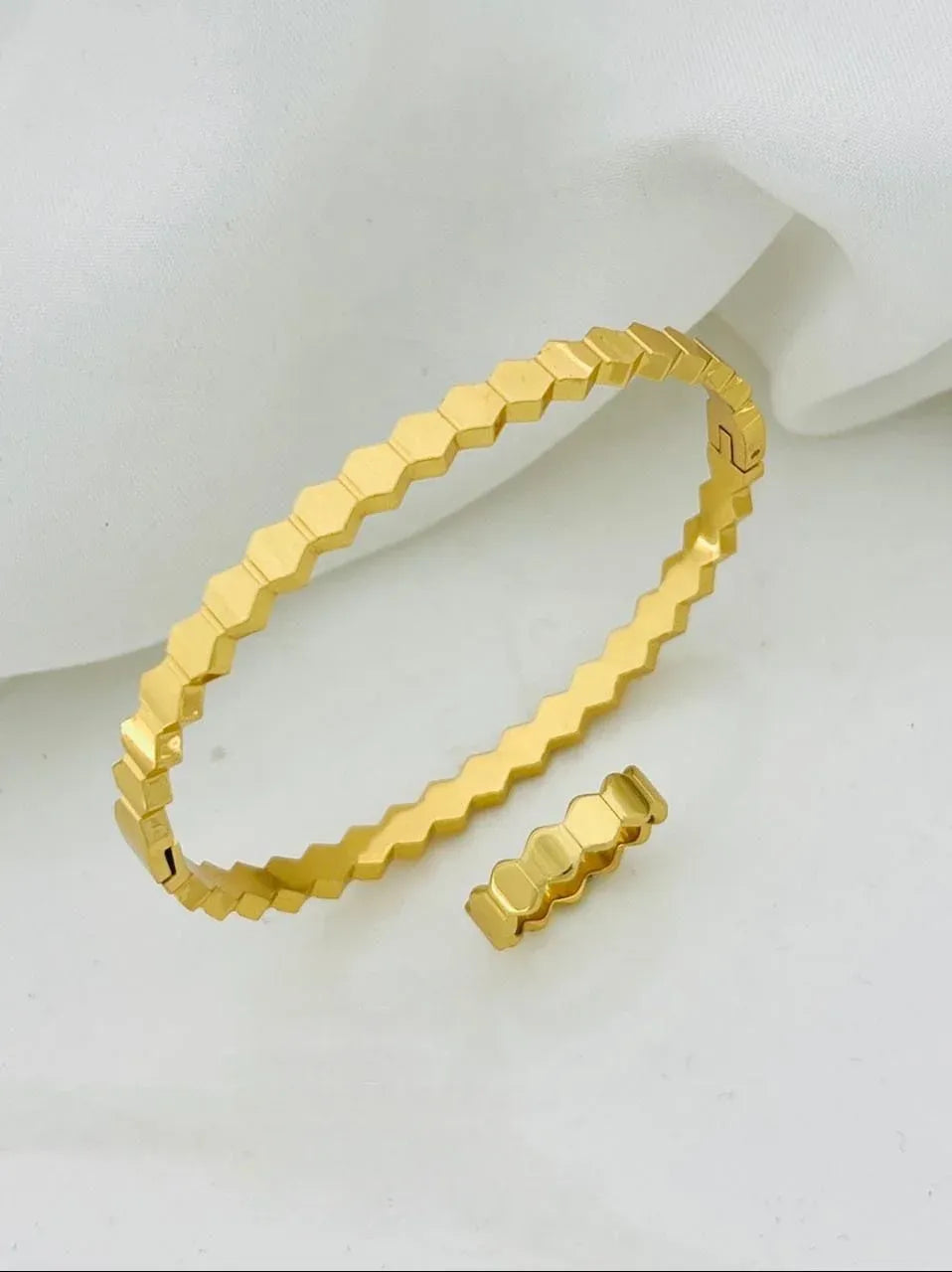 Solara Hexagon Cuff & Ring Set