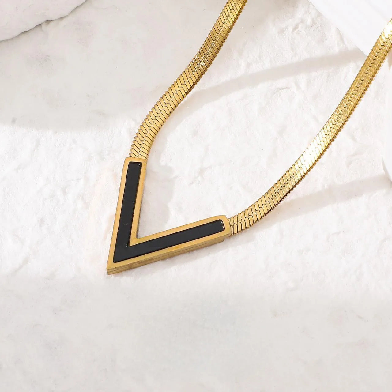 The Bold Geometric Chevron Inlay Necklace