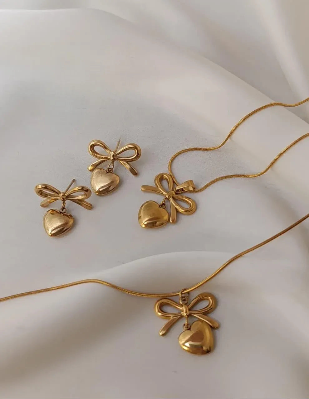 Juliet Gold Bow & Heart 3-Piece Set