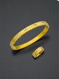 Celeste Ribbed Crystal Cuff & Ring Set