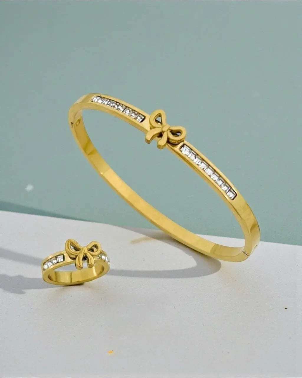 Juliette Crystal Bow Cuff & Ring Set