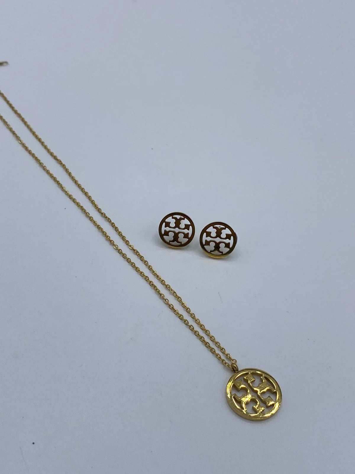Gold-Tone Classic Monogram Necklace & Earring Set