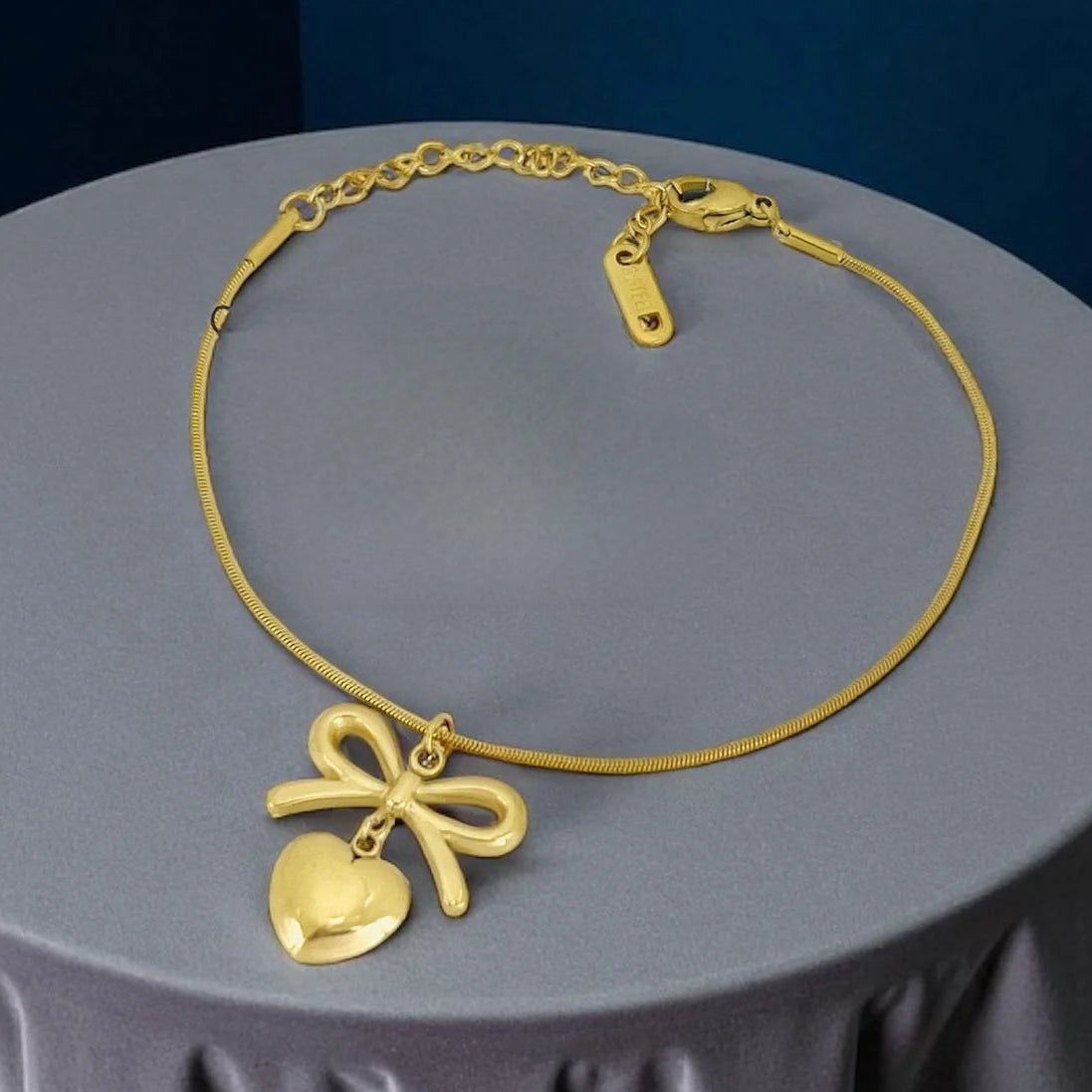 Isabella Bow & Heart Charm Bracelet