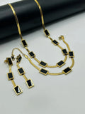 Onyx Edge Stainless Steel Necklace Ring & Earring Set