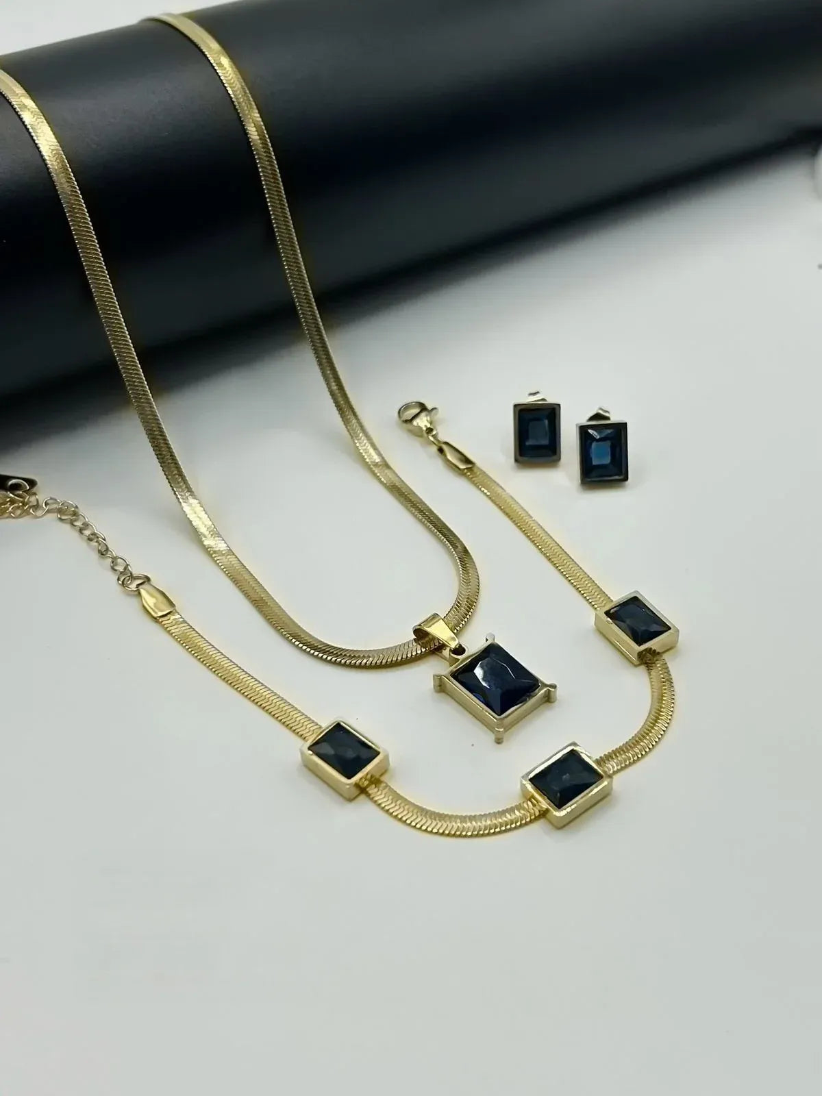 Midnight Sapphire Geometric 3-Piece Set