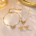 Chloe Golden Bow 3-Piece Jewelry Set