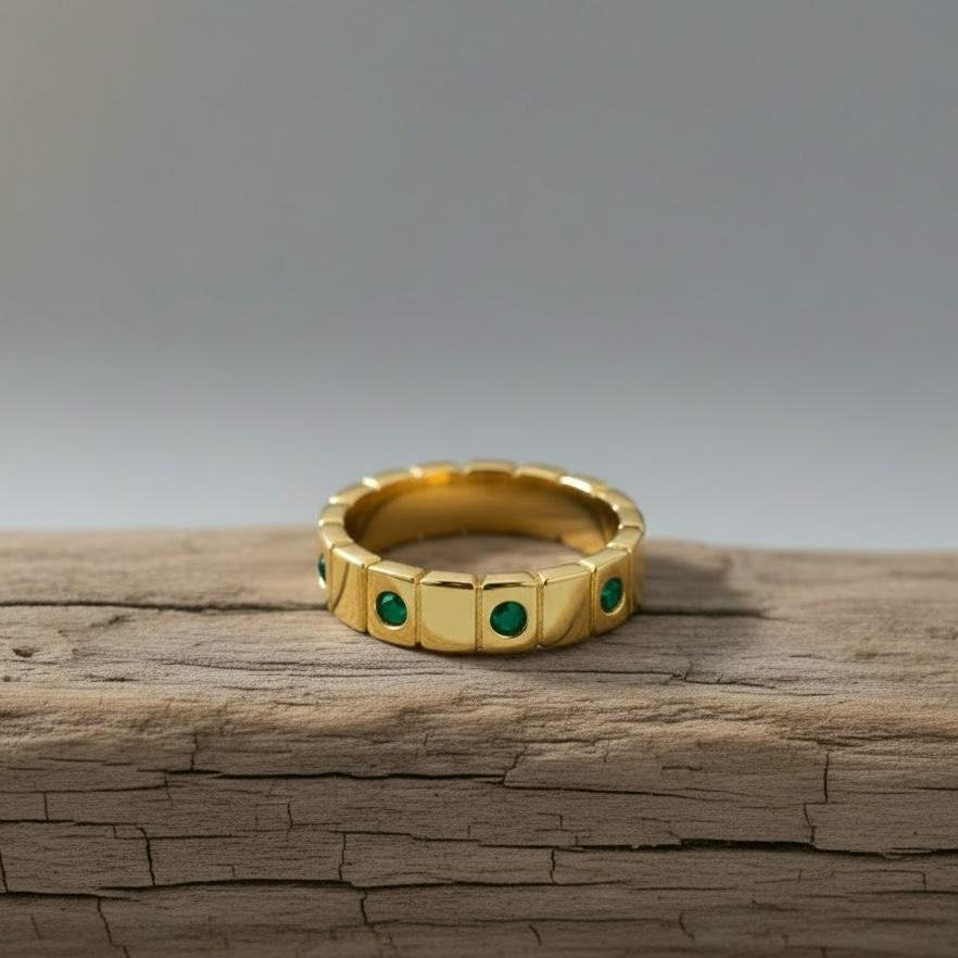 Emerald Block Eternity Ring