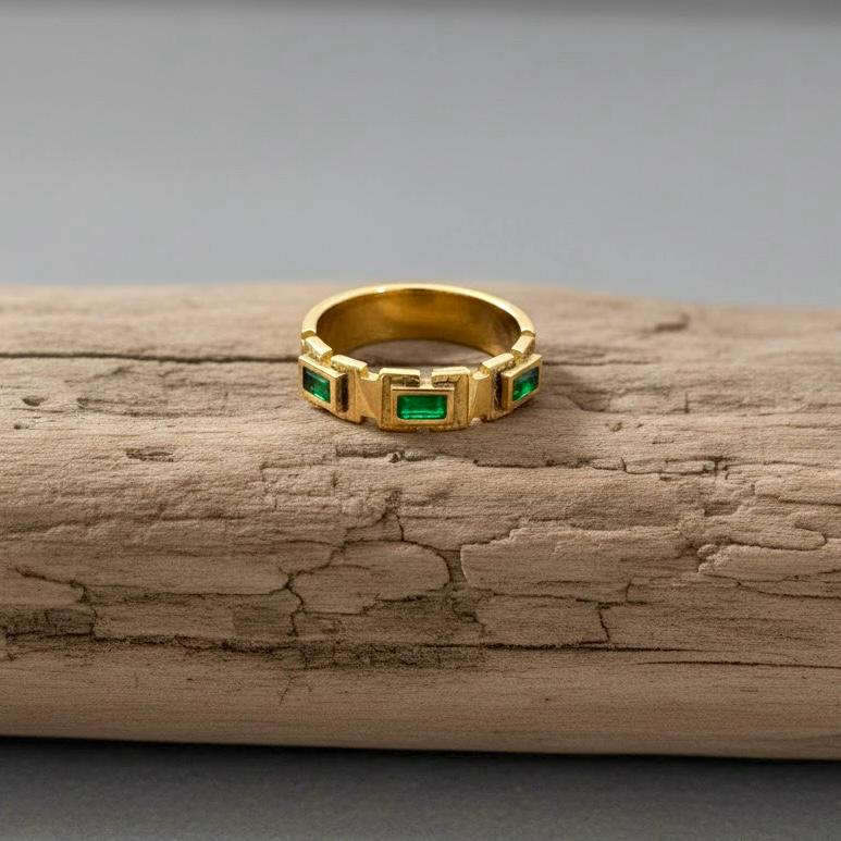 Emerald Baguette Architectural Band Ring